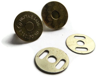 Magnetic Snaps 100 sets 18mm 2 mm thin Gold Colored Metal