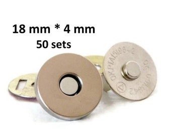 Magnetic Snaps 18mm 50 sets 4mm thick