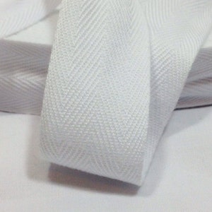 Cotton Twill Tape 10 yards 1 inch White Wholesale Herringbone Straps Binding