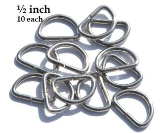 D Ring 1/2 inch (11.2mm) Nickel plated 10 each