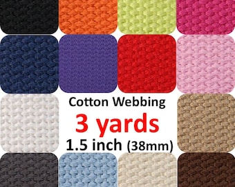 Cotton Webbing 1.5 inches 3 yards You Pick Colors Key Fobs Belts Purse Bag Straps Leash