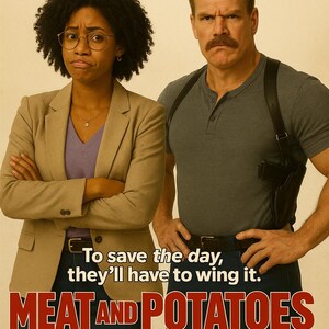 Póster de película falso de comedia "Meat and Potatoes Buddy" / Arte mural divertido de "La extraña pareja" / Descarga de póster de película de sátira política