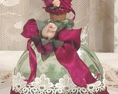Burgundy Victorian Perfume Bottle Keepsake Handmade Vintage Style - BOT-45