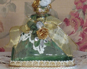 Victorian Gold & Cream Perfume Bottle-Keepsake-Hand Decor-Vintage Style-BOT-10