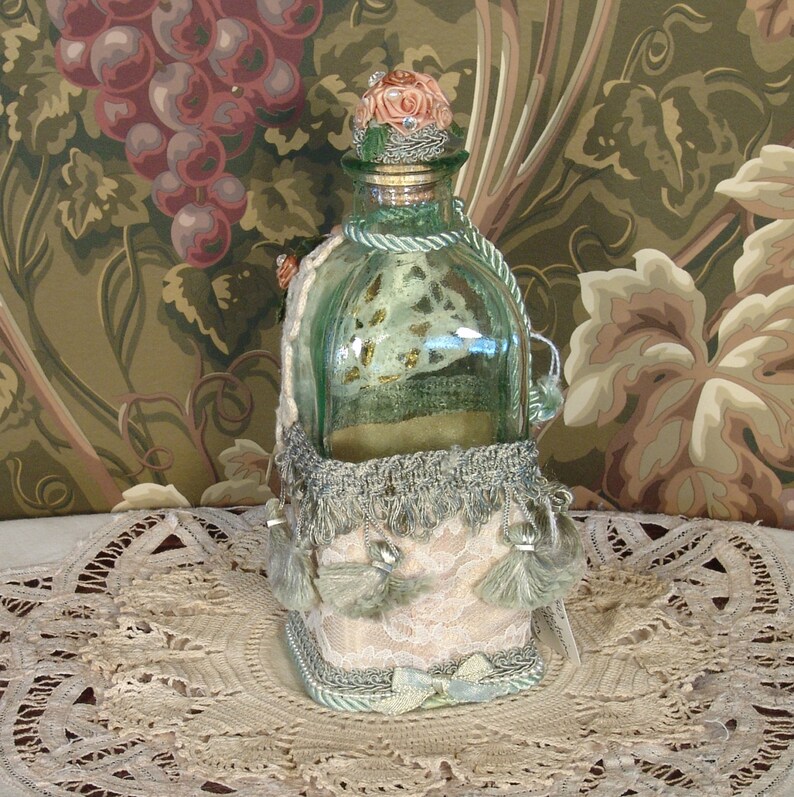Seafoam & Cream Victorian Perfume Bottle / Cruet Keepsake Etsy