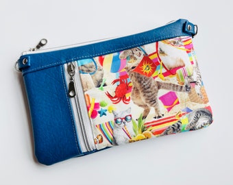 Cat Vacation, The Zippy Clutch or Crossbody Bag, Crossbody, Handbag