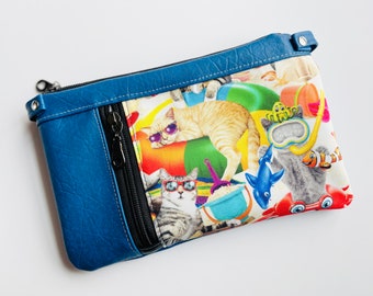 Cat Vacation, The Zippy Clutch or Crossbody Bag, Crossbody, Handbag