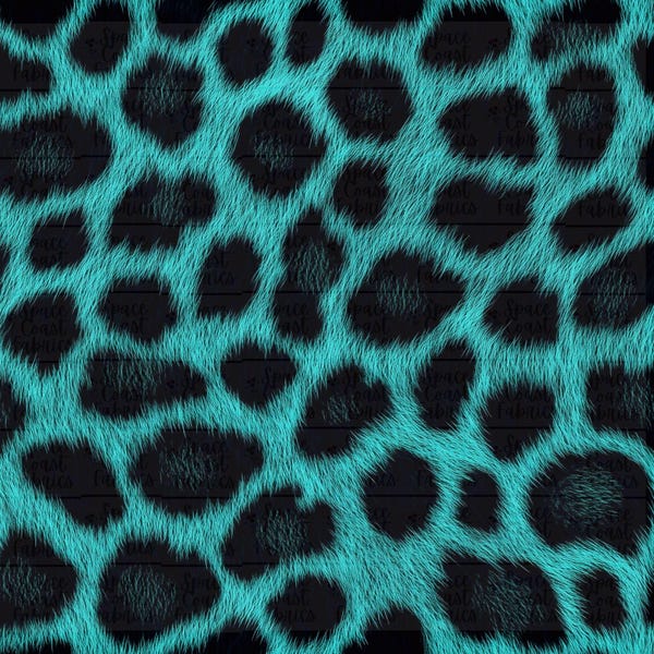 Teal Leopard, Leopard Vinyl, Custom Vegan Leather, Roll (12"X54")