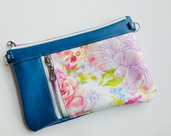 Vintage Floral, The Zippy Clutch or Crossbody Bag, Crossbody, Handbag