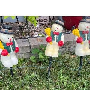 Vintage Blasform Weihnachten Urlaub Winter Schneemänner Leuchten Pathway Stakes - Funktioniert hervorragend!