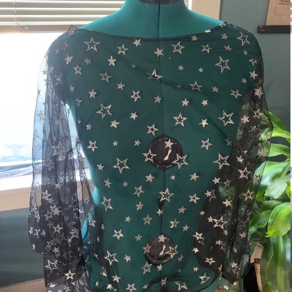 Handmade Sparkle Star + Tulle Sleeved Poncho - Med/Lrg