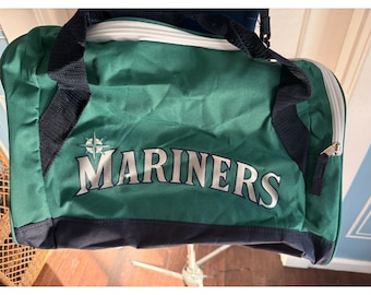 VTG Seattle Mariners-blauwblauw + blauwe plunjezak met rits, steekzakken, crossbody + handriemen