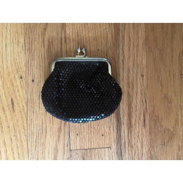 Vintage Black Dot Sequin Coin Purse with Snap Closure by St. Thomas