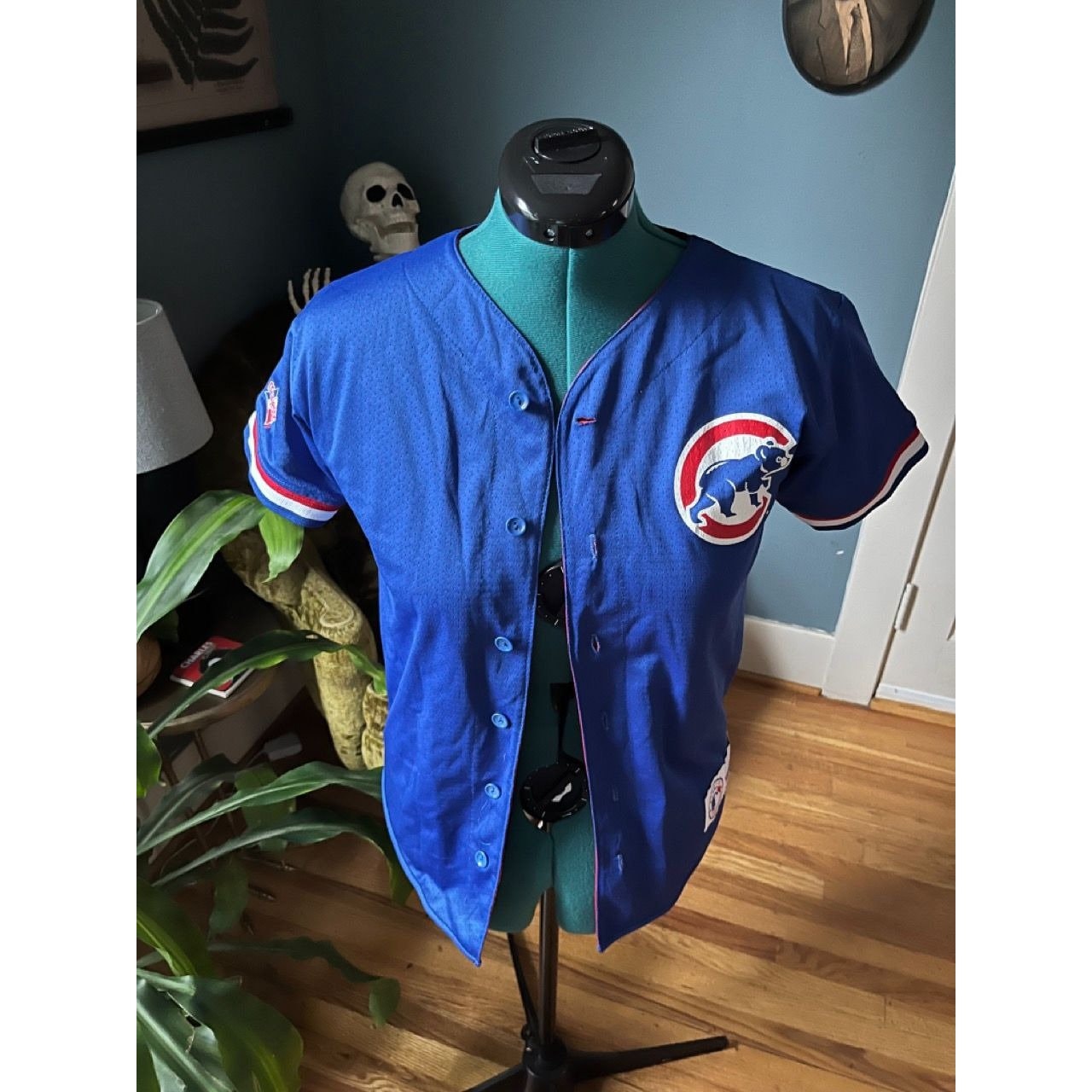 2 Vintage 90s Chicago Cubs Jerseys Mens Blue Diamond Collection L-XL