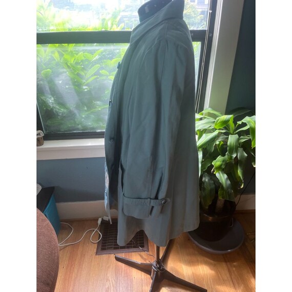 90s Grey Blue Trenchcoat with Brown Plaid Recycle… - image 6