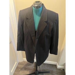 Vintage 90s Black Wool Blazer Plus Size One Button