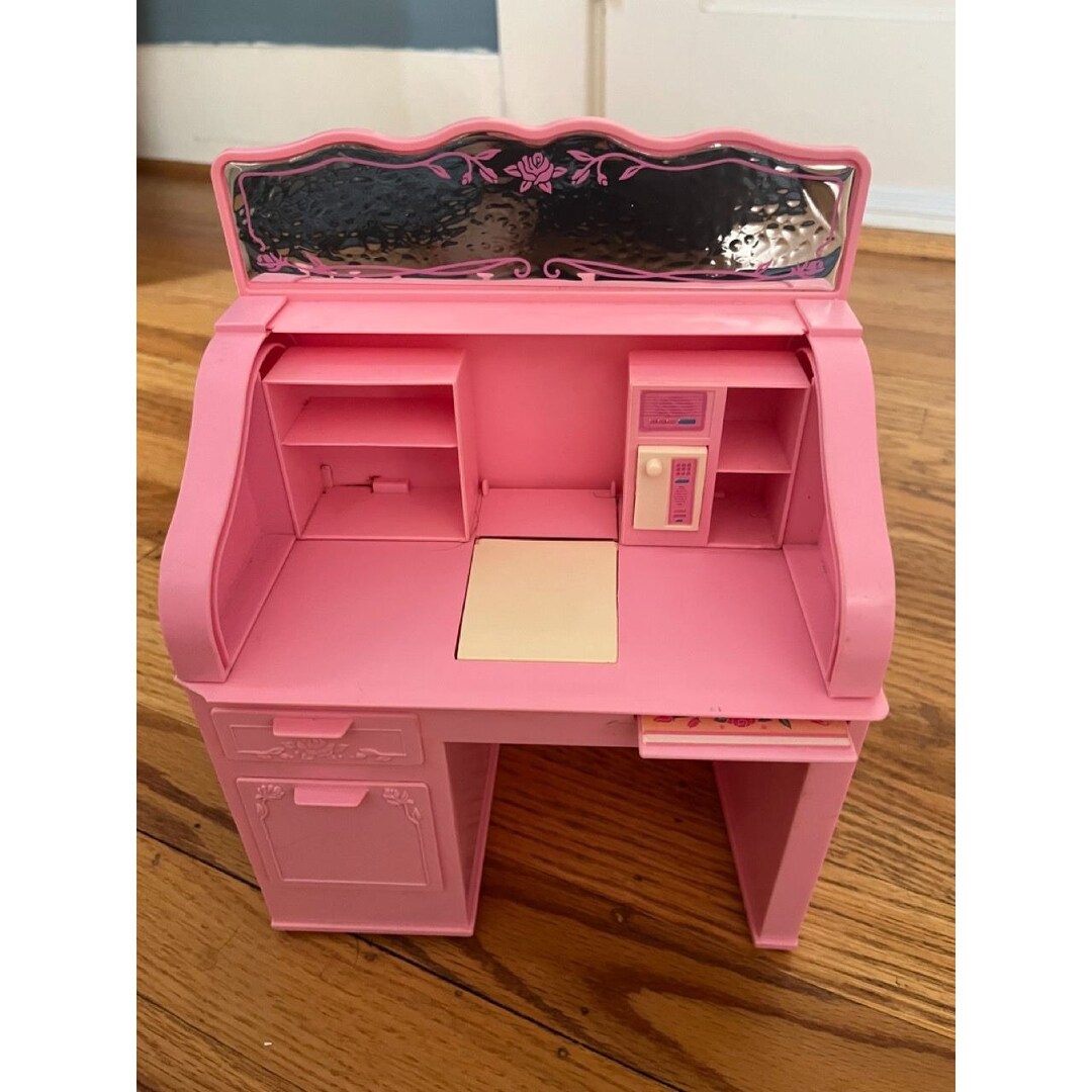 Vintage 1988 Mattel Barbie Rolltop Secretary Desk Pink Etsy