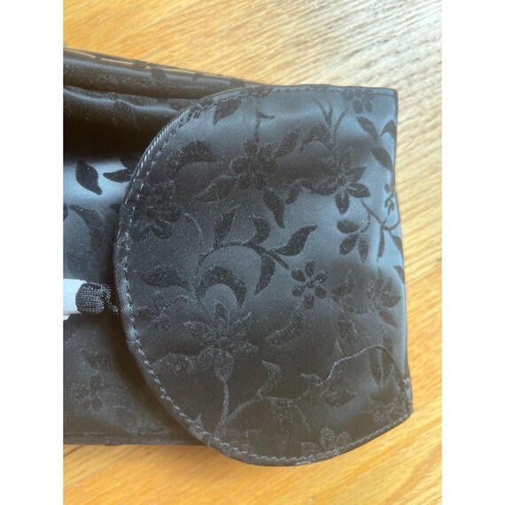 90s Black Nylon Bag with Flocked Floral Accents a… - image 2