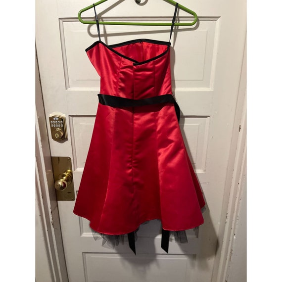 Vintage 90s-Y2K Strapless Red + Black Mini Dress … - image 2