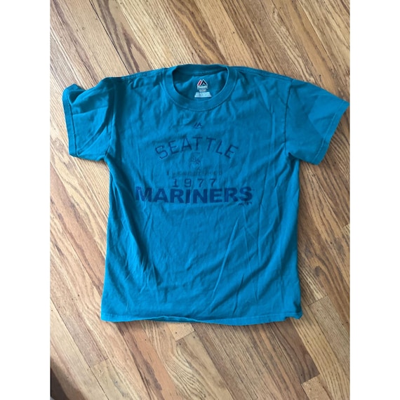 Vintage Seattle Mariners MLB Teal + Navy Tee Shirt Majestic