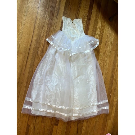 70s-80s Frilly Strapless White/Off-White Long Tier