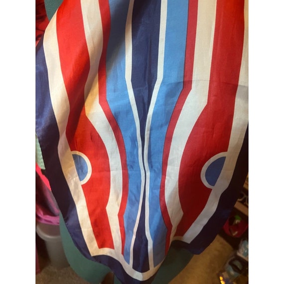 Vintage 60s Mod Navy, Light Blue, Red, White Silk… - image 1