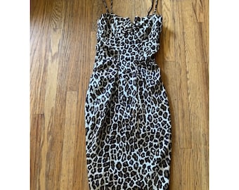 Vintage 90s Spaghetti Strap Leopard Print Mini Dress Size 4