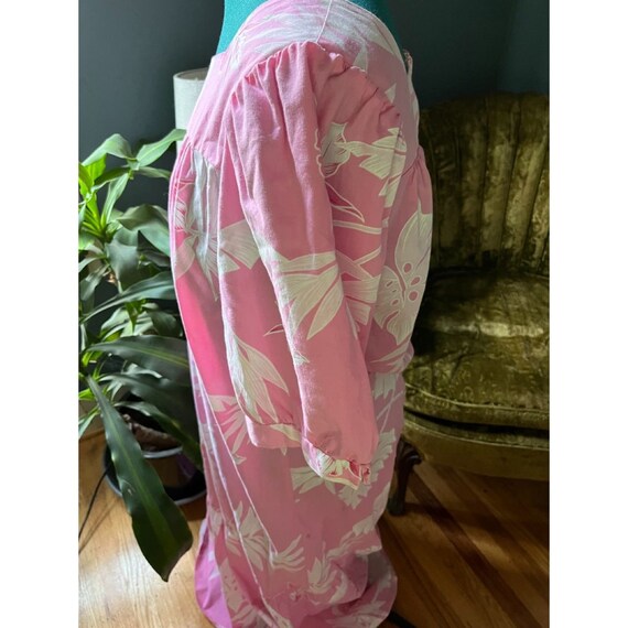 Pink Tropical Palm Leaves Hawaiian Pattern Print Women Long Robe