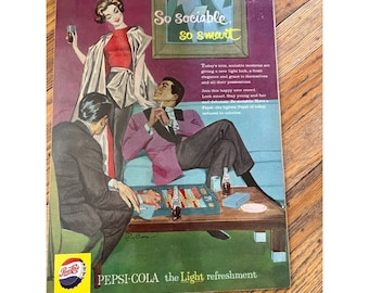 Vintage Pepsi Soda Magazine Advertisement Mounted on Wood