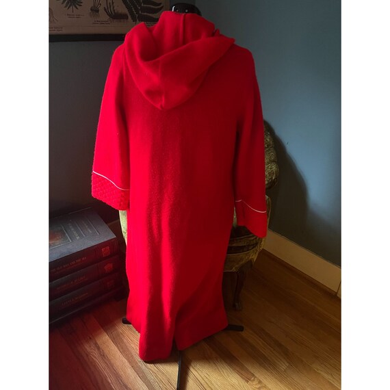 Vintage 1980s Bright Red Cozy Fleece Half-Zip Hoo… - image 5