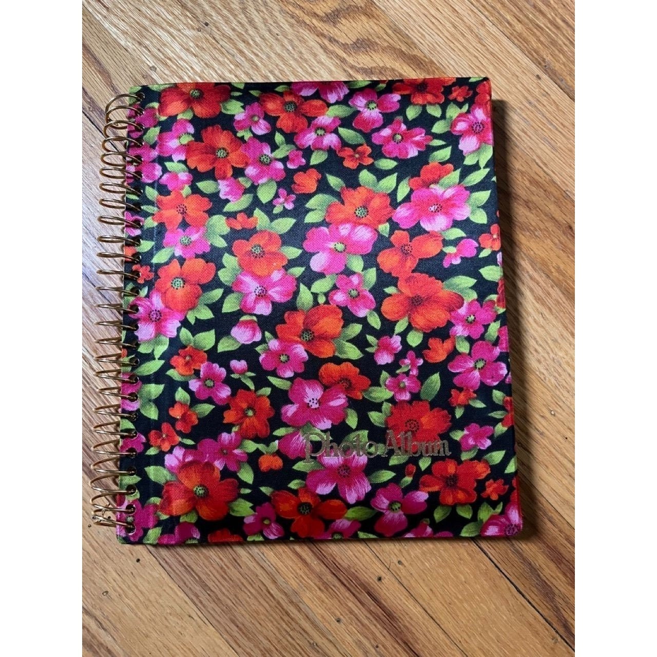 Vintage 60s 70s Pink Photo Album Floral Print with 54 Pictures