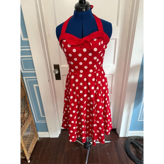 VTG Y2K Red With White Polka Dot Halter Top Swing Dress Golightly Large - Etsy Canada VTG Y2K Red With White Polka Dot Halter Top Swing Dress Golightly Large - Etsy Canada