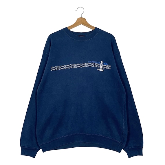 Quiksilver, Vintage 90s Navy Blue Quiksilver Surfboard Sweatshirt, Fit Size L