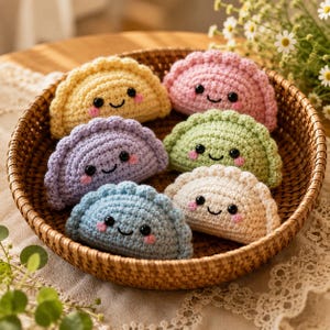 Crochet Dumpling Pattern PDF, Amigurumi Dumpling Plush, Kawaii Food Crochet Pattern, Beginner Friendly DIY Gift, Cute Bao Basket