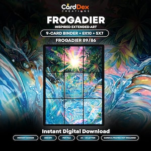 Frogadier Inspired Extended Art | 9 Pocket Binder Page+ 8x10 & 5x7 | Pokemon Binder Display | Pokemon Card Display | Pokemon TCG Divider