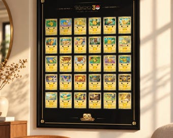 30th Anniversary Pikachu Card Display | 6x5 Layout 50x70cm | TCG Card Display | Pokemon Card Frame | Pokemon Display | Pokemon Home Decor