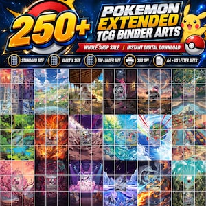 250+ Pokemon Extended Art Binder Pages Bundle | Printable Binder Cover Set | Digital Trading Card Album Art | Pokemon TCG Binder Bundle