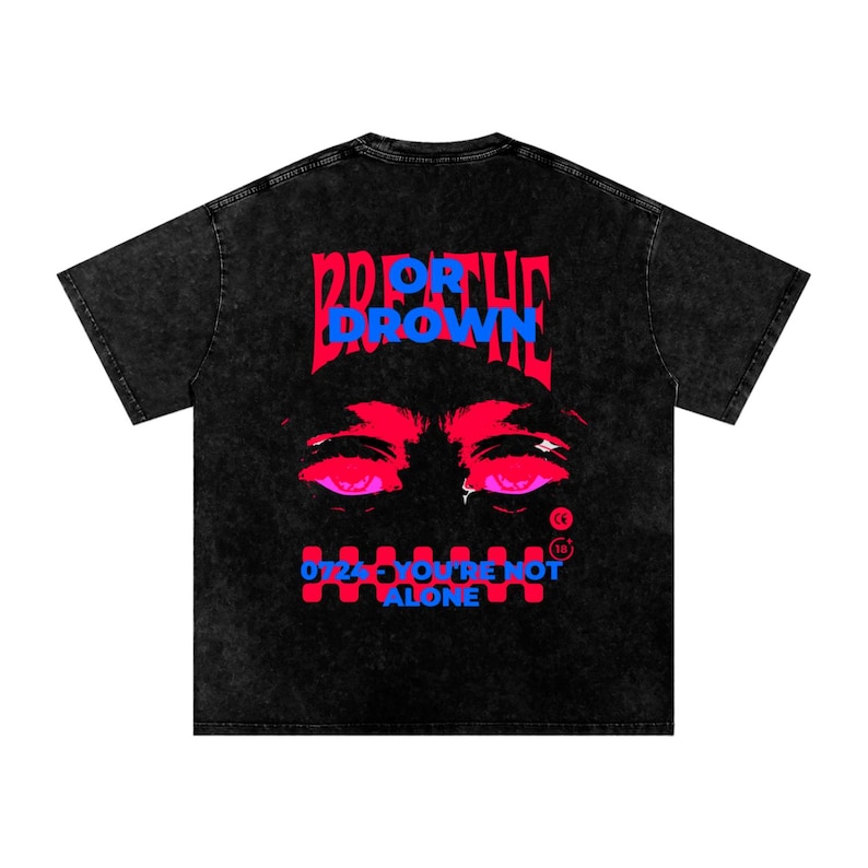 JuiceBoxClub Presents: "Breathe or Drown" graphic tee Snow Washed Oversized Cotton T-Shirt image 2