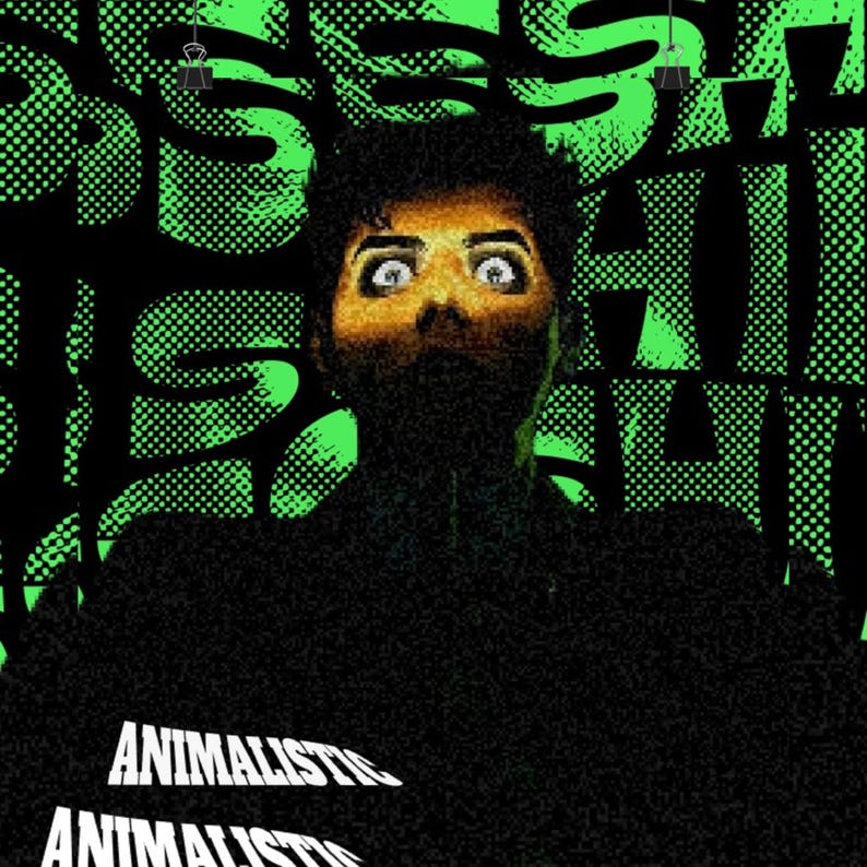 JuiceBoxClub Presents: "Animalistic" Pop Art Matte Vertical Poster | Green Halftone Background image 2
