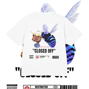 JuiceBoxClub Presents "Closed Off" T-Shirt | Graphic Bee Chest and Back Print image 2
