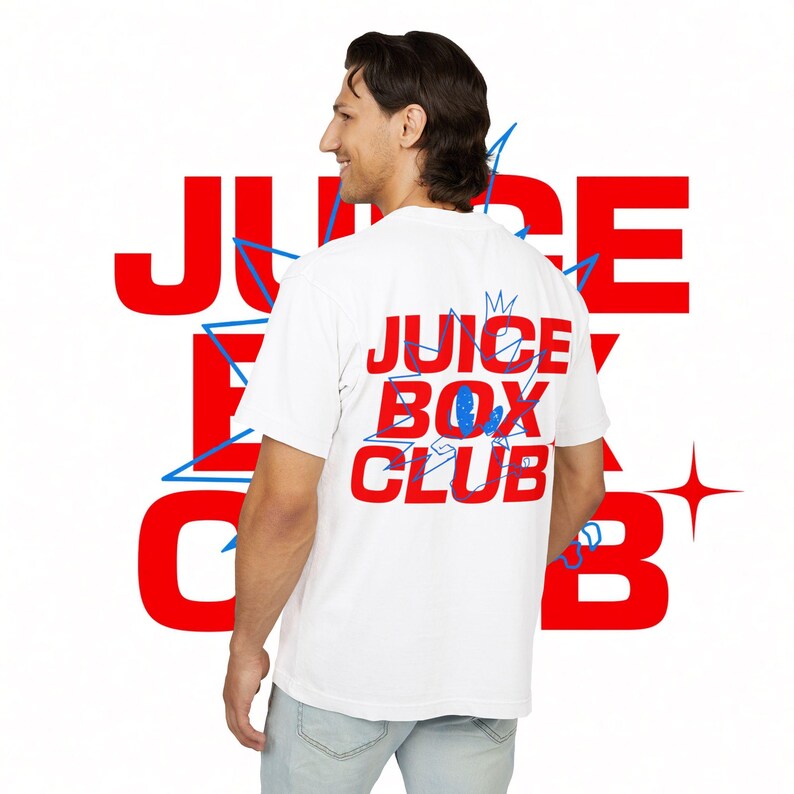 JuiceBoxClub Presents: "R x B" Graphic Tee | Retro Logo Chest & Back Print image 4