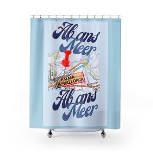 Palma de Mallorca Map Pin Shower Curtain | Travel Map Bathroom Decor