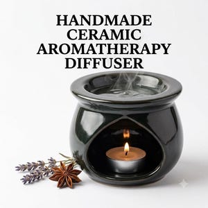 Handmade Ceramic Aromatherapy Diffuser with Tea Light Holder, Essential Oil Spa Relaxation