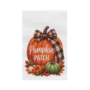 Microfiber theedoek met pompoenmotief | herfstruitjespatroon met strik, herfstdecoratie