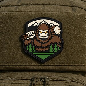 Tactical Bigfoot PVC Morale Patch – Sasquatch Forest Emblem (Hook & Loop)
