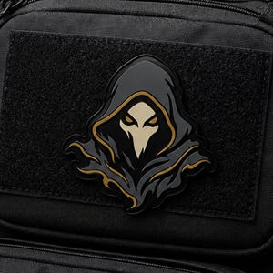 Tactical Hooded Phantom PVC Morale Patch – Dark Fantasy Rubber Emblem