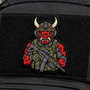 Tactical Oni Demon PVC Patch – Red Japanese Devil Samurai Morale Badge