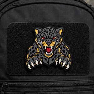 Tactical Panther PVC-patch – Brullende wilde kat met klittenbandsluiting