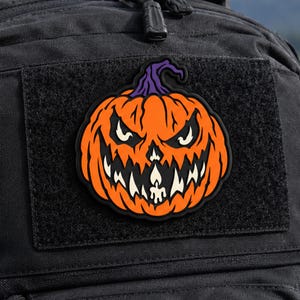Toppa morale in PVC a forma di zucca malvagia, toppa tattica in gomma a forma di zucca di Halloween per zaini, distintivo con velcro per equipaggiamento, regalo EDC