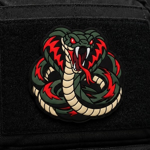 Morale Patch „Grüne Kobra“ aus PVC – Taktisches Emblem „Rote Augen Viper“ (Klettverschluss)
